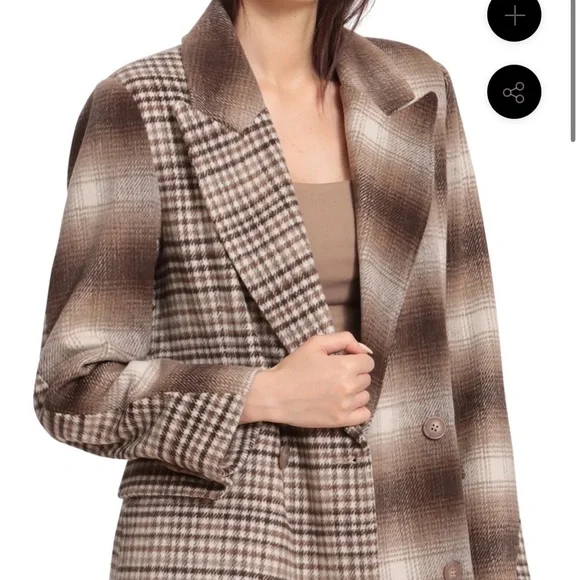 🔥Sale🔥Mixed Print Warm Double-breasted Oversized Blazer - Picture 7 of 11